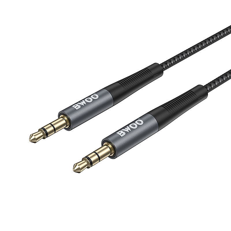 Alternative view of BWOO Cable AUX 3.5mm - 3.5mm Nylon Braided + Aluminum Alloy Shell BO-AUX064 black