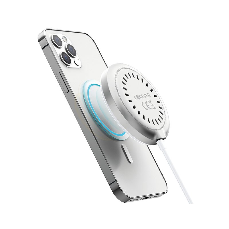 Forever MAWC-300 magnetic wireless charger Qi2 15W silver - Billede 2