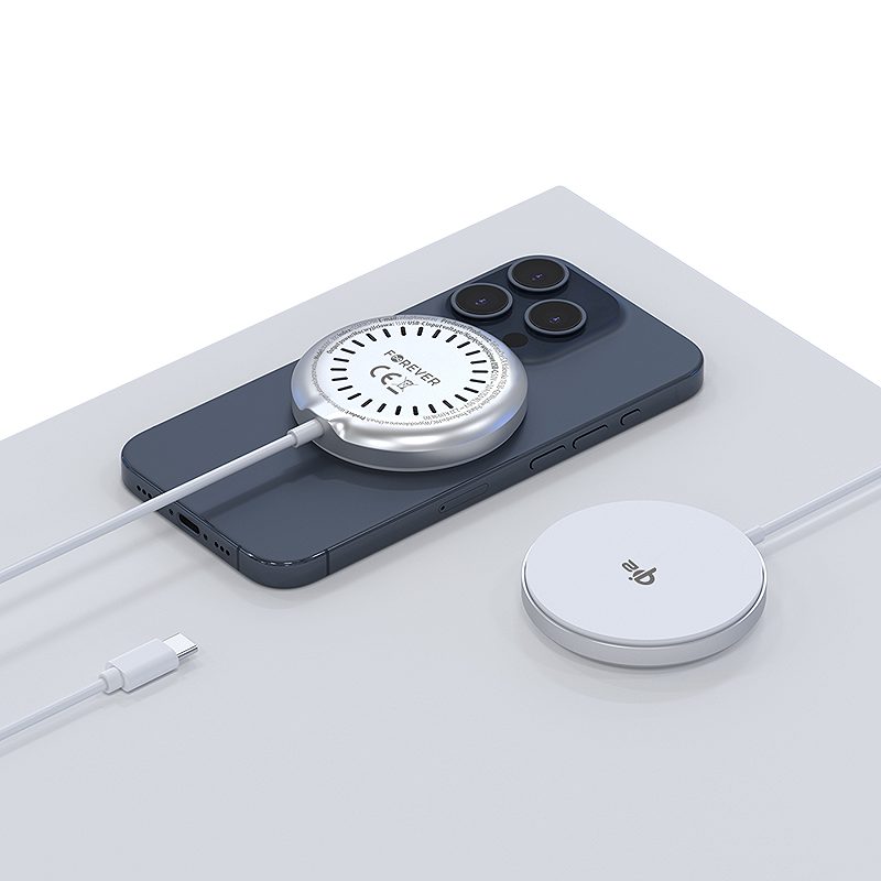 Forever MAWC-300 magnetic wireless charger Qi2 15W silver - Billede 3
