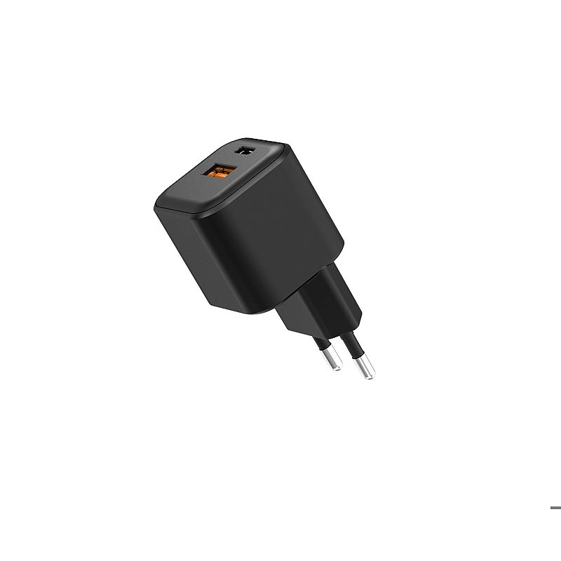 Alternative view of Setty wall charger USB-A + USB-C 20W LSGaN-AC-201 black