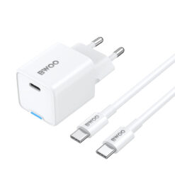 BWOO GaN PD 30W wall charger 1x USB-C port with 60W cable USB-C 2A white - Billede 2