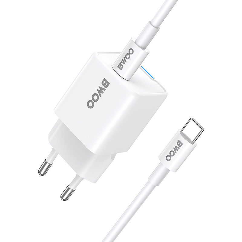 BWOO GaN PD 30W wall charger 1x USB-C port with 60W cable USB-C 2A white - Billede 3