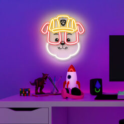 Alternative view of Hanging neon LED Paw Patrol on plexiglass - Rubble OW-130446