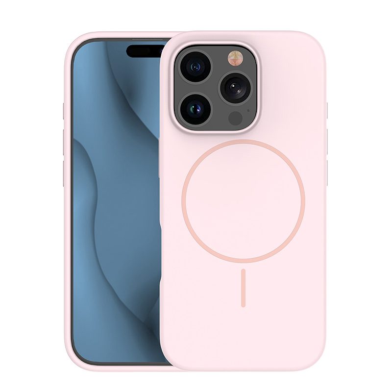 Silicone Thin Mag case for iPhone 15 6,1" light pink