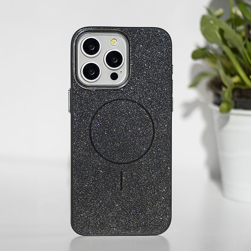 Glitter Thin Mag case for iPhone 15 Pro 6,1" black