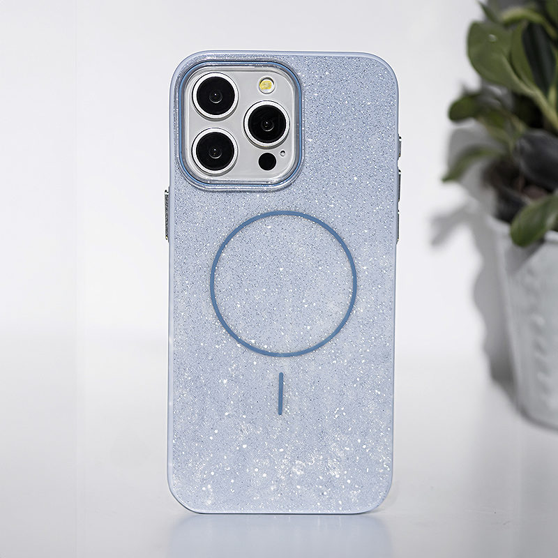 Glitter Thin Mag case for iPhone 16e / 17e blue