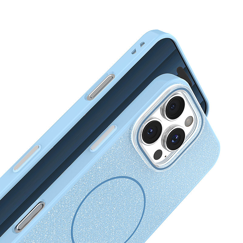 Glitter Thin Mag case for iPhone 16e / 17e blue