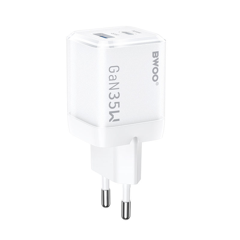 Alternative view of BWOO GaN wall charger CDA222 PD 35W 1 x USB 1 x USB-C, white