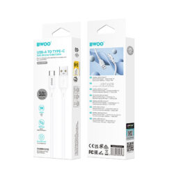 BWOO 3A silicone cable X329C USB - USB-C 1m white - Billede 4