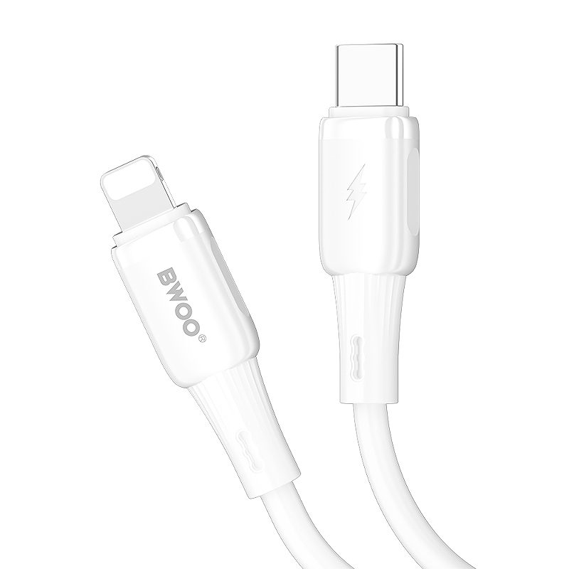 BWOO silicone cable X329CL 27W USB-C - lightning 1m white - Billede 3