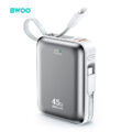 BWOO 20000mAh Fast Charging Power Bank PD45W With 2 Cables Type C and Lightning P78 silver