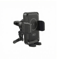 Alternative view of XO car holder WX046 with wireless inductive charger 15W black air vent