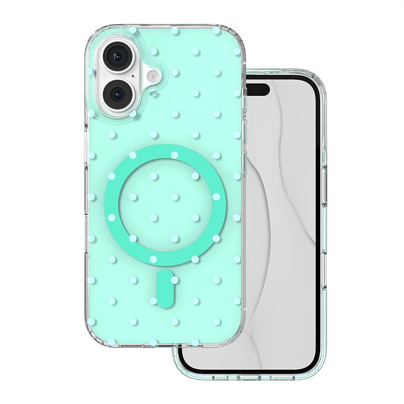 Bubble Dots Mag case for iphone 16 6,1" green