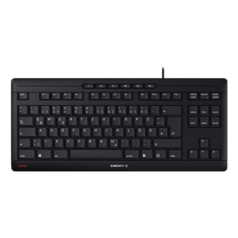 CHERRY STREAM KEYBOARD TKL tastatur Universel USB QWERTZ Tysk Sort