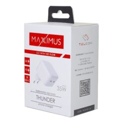 WALL CHARGER MX THUNDER PD 35W, 2xUSB-C WHITE - Billede 4