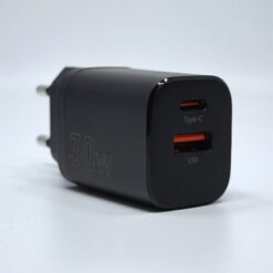 WALL CHARGER MX CARBON 30W PD+QC USB-A+C BLACK - Billede 3