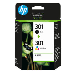 HP Originale 301-blækpatroner, sort/trefarvet, 2-pak