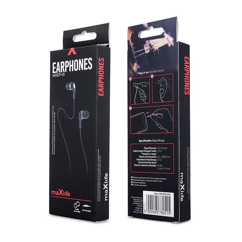 Alternative view of Maxlife wired earphones MXEP-01 jack 3,5mm black