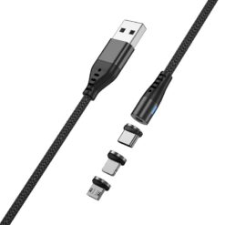 Alternative view of Maxlife MXUC-02 magnetic cable USB - Lightning + USB-C + microUSB 1,0 m 2A black nylon