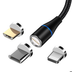 Alternative view of Maxlife MXUC-03 magnetic cable USB - Lightning + USB-C + microUSB 1,0 m 3A black nylon