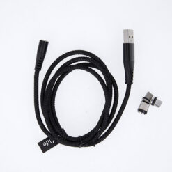 Maxlife MXUC-03 magnetic cable USB - Lightning + USB-C + microUSB 1,0 m 3A black nylon - Billede 3