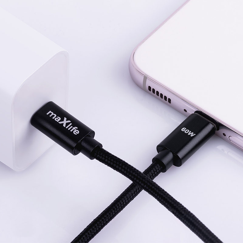 Maxlife MXUC-12 cable USB-C - USB-C 2,0 m 60W black - Billede 3