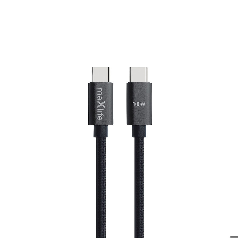 Maxlife MXUC-12 cable USB-C - USB-C 2,0 m 100W black