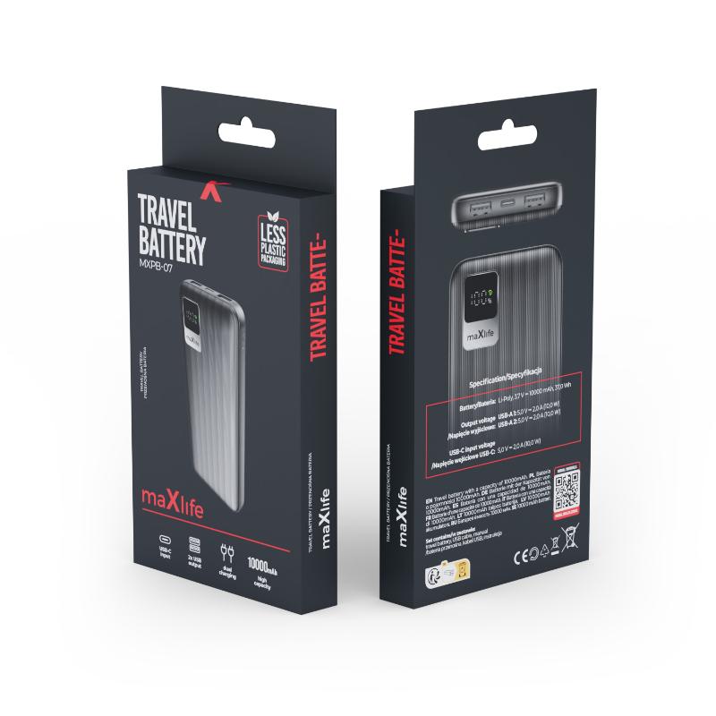 maXlife powerbank 10.000 mAh Li-ion sort