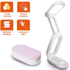 Collapsable LED desk Lamp 10W, 3000/4500/6000K, 1200mAh, pink, LTC