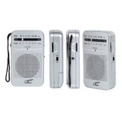 Alternative view of LTC portable pocket radio LEGA, AM/FM, mini jack, silver