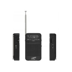 Alternative view of LTC portable pocket radio LEGA, AM/FM, mini jack, black