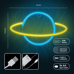 Neon LED Light SATURN yellow blue Bat + USB FLNE11 Forever Light - Billede 5