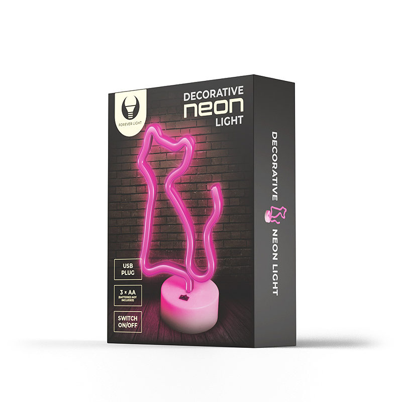 Neon LED on a stand CAT pink FSNE02 Forever Light - Billede 2