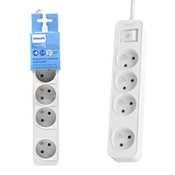 Alternative view of Power strip PHILIPS extension cord 4 sockets 1.5m 10A white