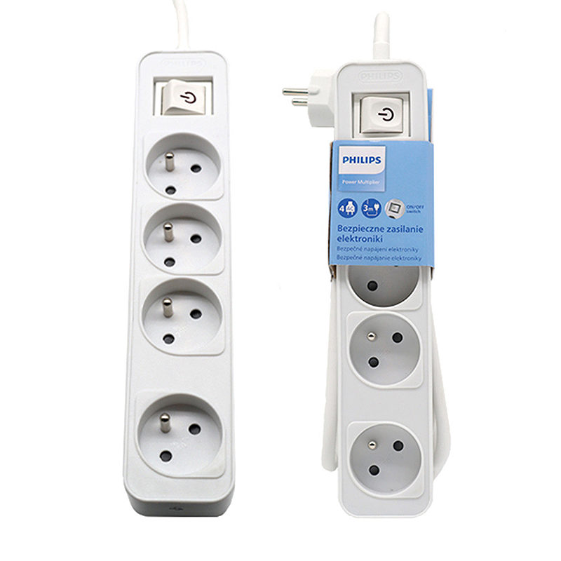 Alternative view of Power strip PHILIPS extension cord 4 sockets 3m 10A white