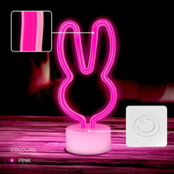Neon LED on stand RABBIT pink USB-C FSC-10 Forever Light - Billede 3
