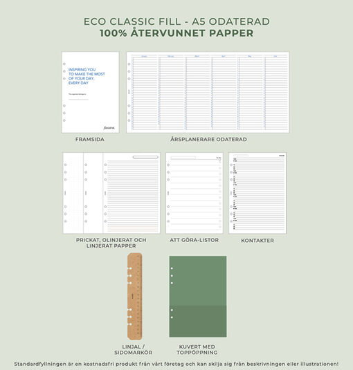 Filofax Eco Essential Systemkalender A5 Gylden Egk