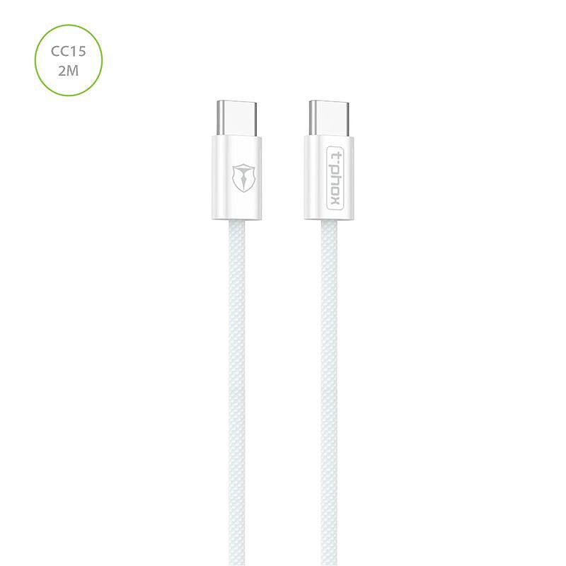 T-PHOX CABLE CC15 SERIES USB-C/USB-C 60W 3A 2M WHITE