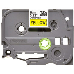 Alternative view of Brother TZE-611 etiketbånd Sort på gul