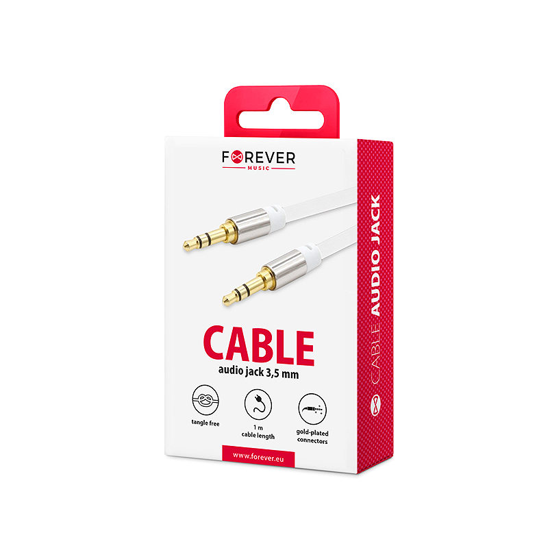 Alternative view of Forever audio cable jack 3,5mm - jack 3,5mm 1,0 m white