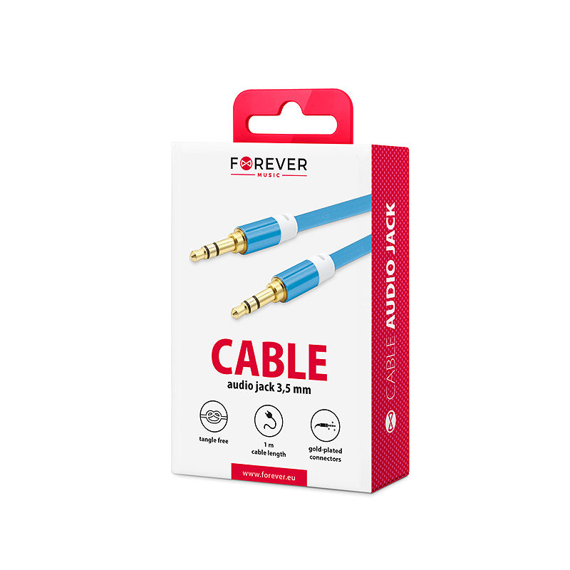 Alternative view of Forever audio cable jack 3,5mm - jack 3,5mm 1,0 m blue