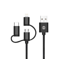 Forever 3in1 cable USB - Lightning + USB-C + microUSB 1,0 m 1,5A black