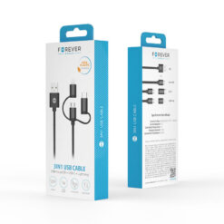 Alternative view of Forever 3in1 cable USB - Lightning + USB-C + microUSB 1,0 m 1,5A black