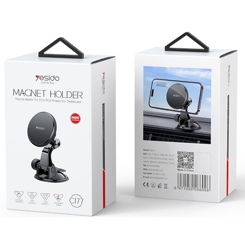 YESIDO MAGNET CAR HOLDER C177 MAGSAFE BLACK - Billede 2