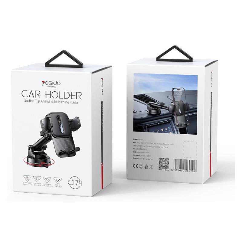YESIDO CAR HOLDER C174 BLACK - Billede 2