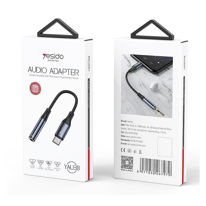Alternative view of YESIDO AUDIO CABLE YAU38 TYPE-C/3,5mm AUX FEMALE 12CM BLACK