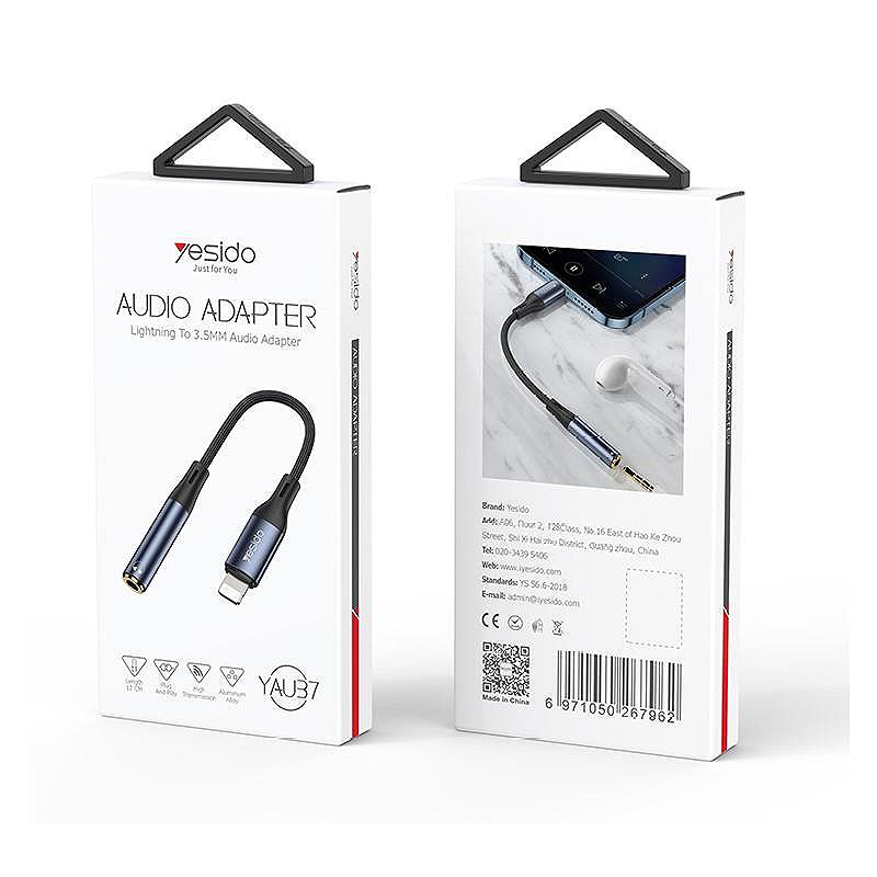 Alternative view of YESIDO AUDIO CABLE YAU37 LIGHTNING/3,5mm AUX FEMALE 12CM BLACK
