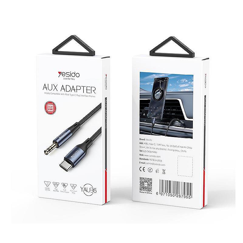 Alternative view of YESIDO AUDIO CABLE YAU36 TYPE-C/3,5mm AUX MALE 1M BLACK