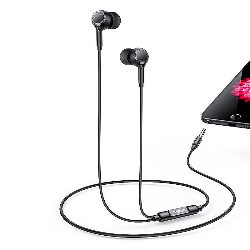 YESIDO IN-EAR PHONES YH53 AUX 3,5MM 120CM BLACK