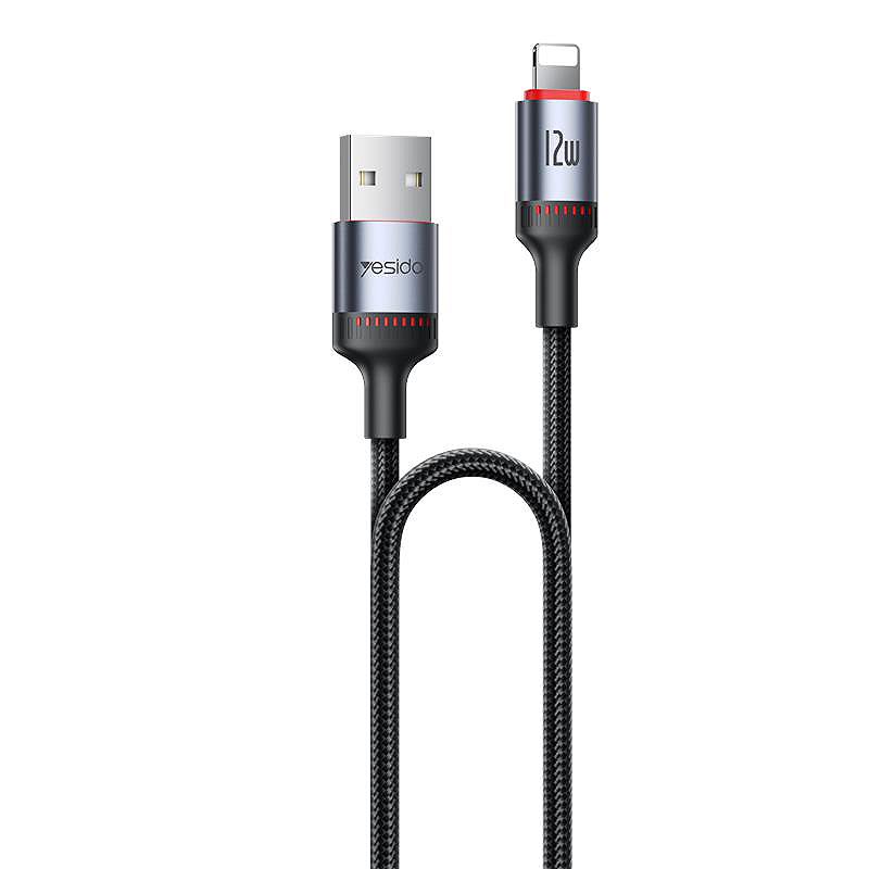 YESIDO CABLE CA129L 12W TYPE-C/LIGHTNING 1,2M 2A BLACK